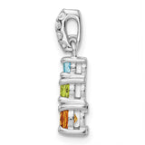 .85t.w Peridot Citrine Light Swiss Blue Topaz WT 3-Stone Charm Pendant in Real 925 Sterling Silver