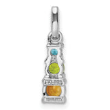 .85t.w Peridot Citrine Light Swiss Blue Topaz WT 3-Stone Charm Pendant in Real 925 Sterling Silver