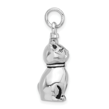 Enamel Cat Ash Holder Charm Pendant in Real 925 Sterling Silver