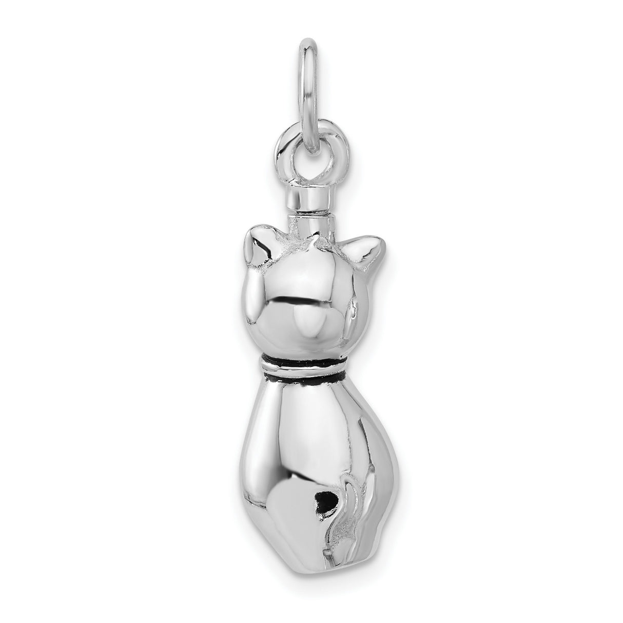 Enamel Cat Ash Holder Charm Pendant in Real 925 Sterling Silver