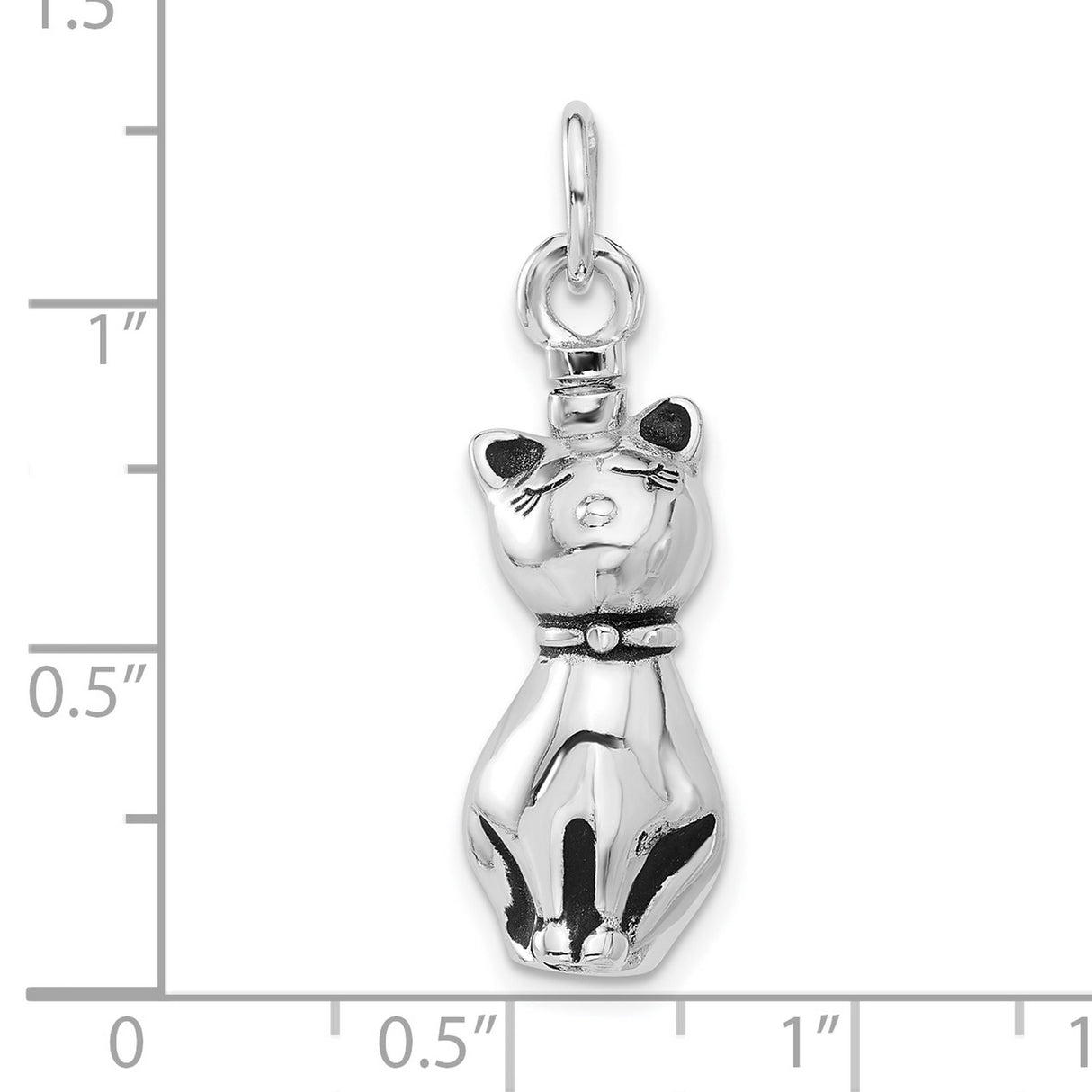 Enamel Cat Ash Holder Charm Pendant in Real 925 Sterling Silver
