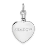 Enamel Heart with Cat Ash Holder Charm Pendant in Real 925 Sterling Silver