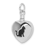 Enamel Heart with Cat Ash Holder Charm Pendant in Real 925 Sterling Silver