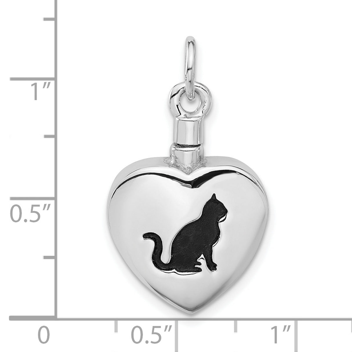Enamel Heart with Cat Ash Holder Charm Pendant in Real 925 Sterling Silver