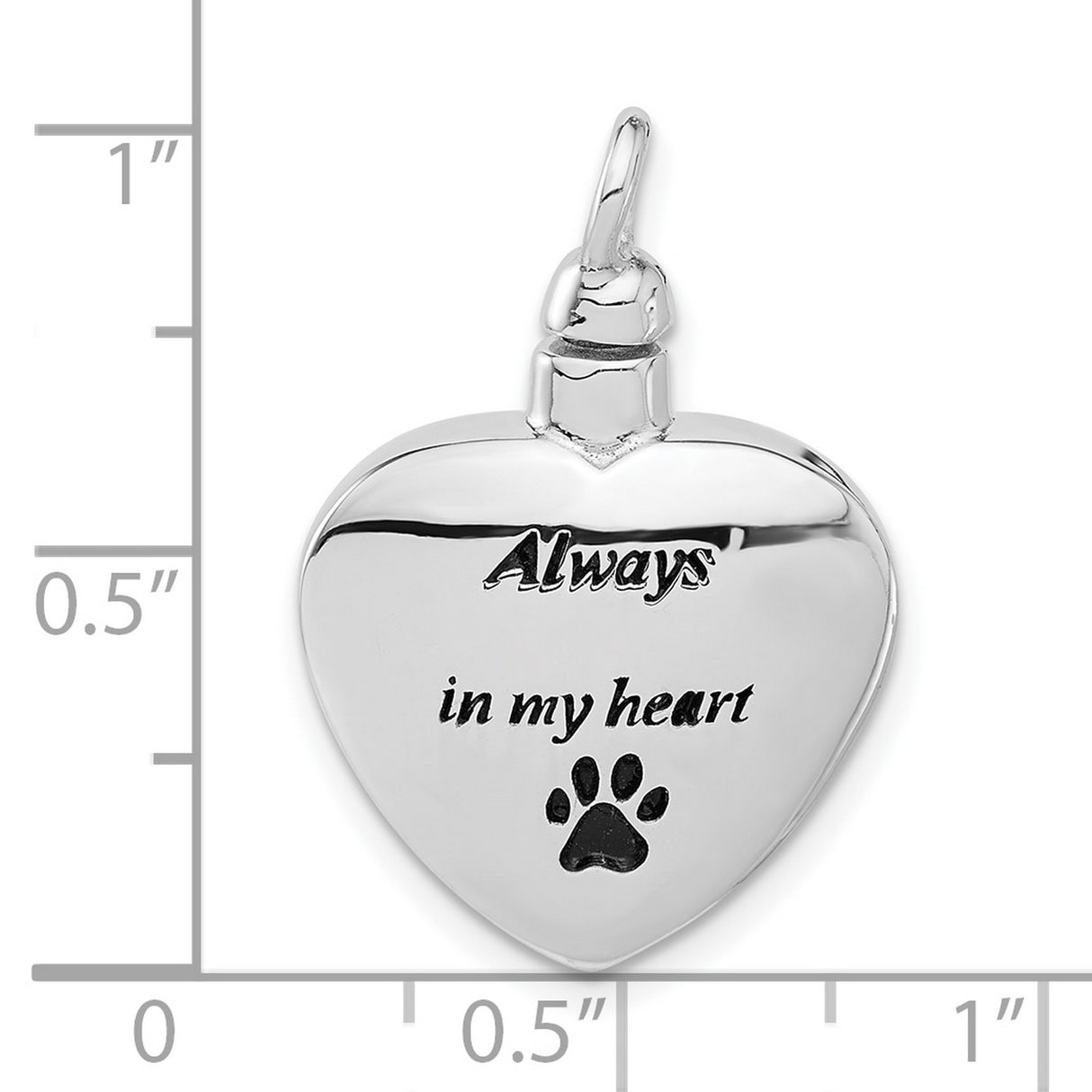 Enamel Heart with Paw Print Ash Holder Charm Pendant in Real 925 Sterling Silver