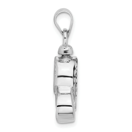 Enamel Heart with Paw Prints Charm Pendant in Real 925 Sterling Silver