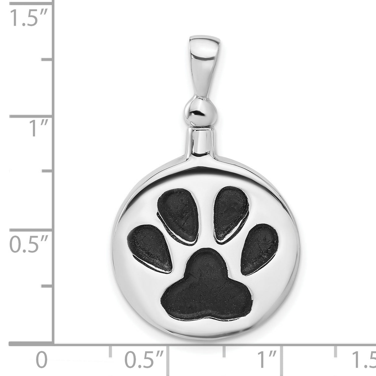 Enamel Round Paw Print Ash Holder Charm Pendant in Real 925 Sterling Silver