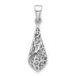 Sterling Silver Teardrop Pendant with Openwork Scroll Design, Vintage Filigree Style Charm