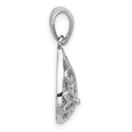Sterling Silver Teardrop Pendant with Openwork Floral Design, Nature Inspired Jewelry for Women