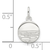 Sterling Silver Round Pendant with Horizon and Water Design, Ocean-Inspired Charm