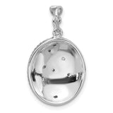 Sterling Silver Oval Pendant with Filigree Swirl Design and Cubic Zirconia Accents