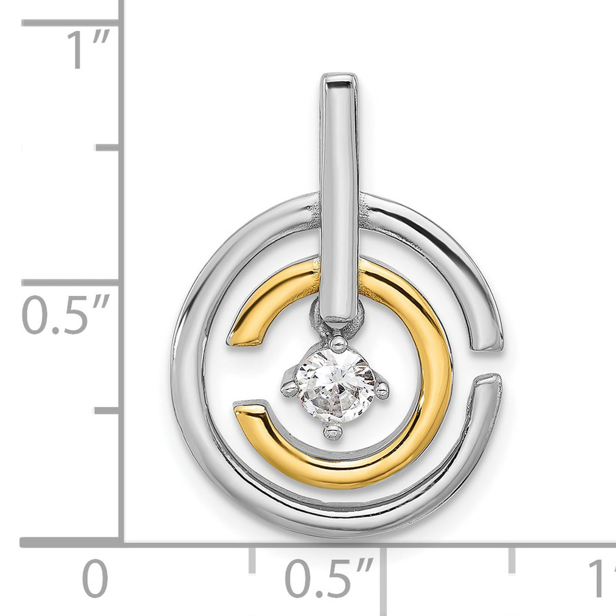 Sterling Silver Circle Pendant with Cubic Zirconia Center, Intertwined Design for Women