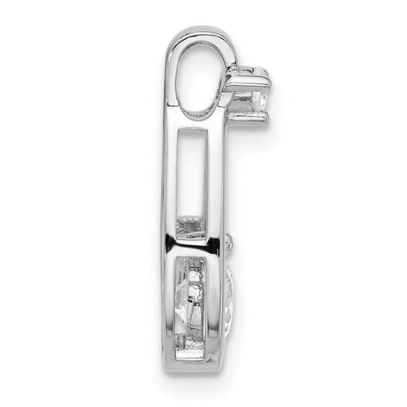 Sterling Silver Teardrop Pendant with Cubic Zirconia, Minimalist Sliding Chain Design