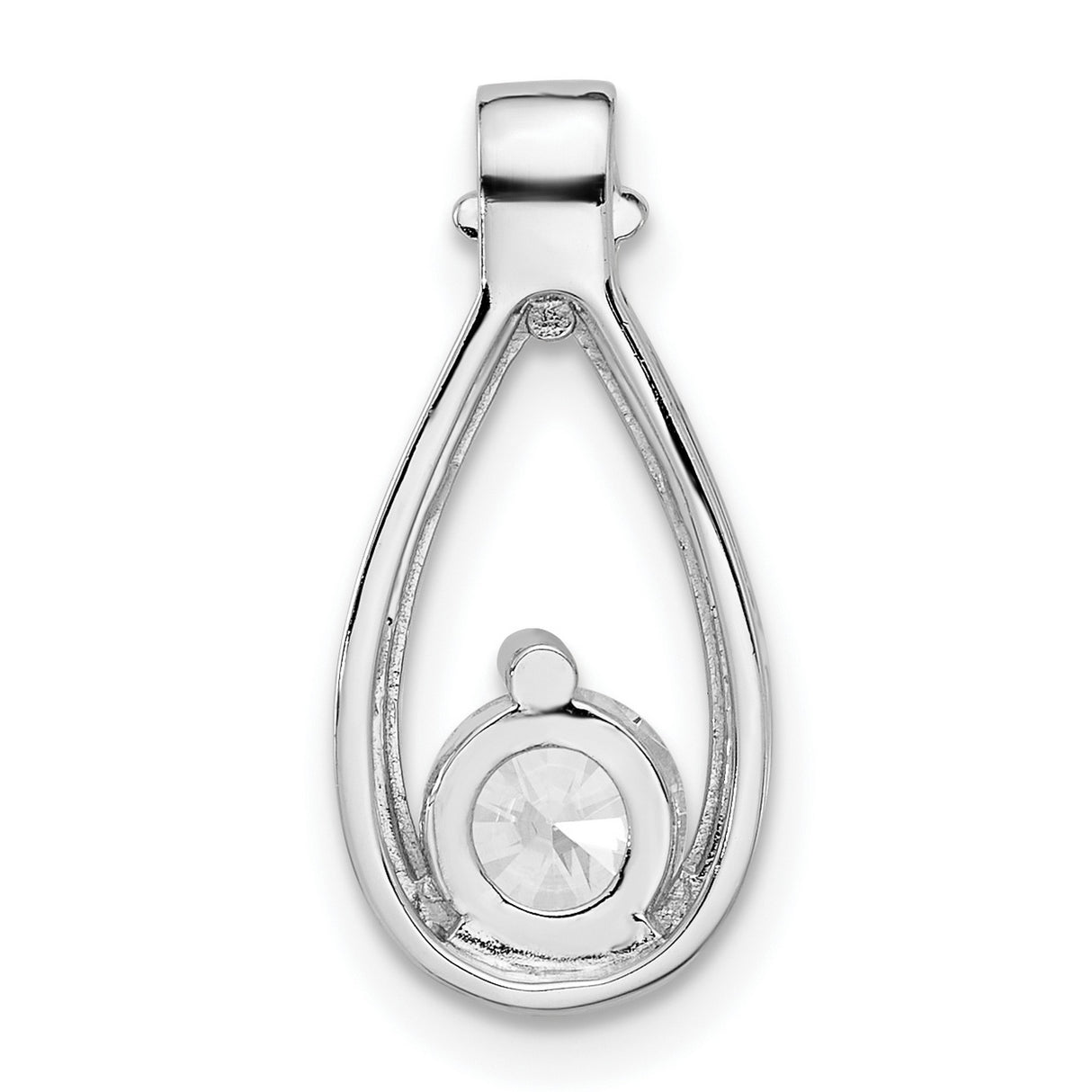 Sterling Silver Teardrop Pendant with Cubic Zirconia, Minimalist Sliding Chain Design