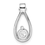 Sterling Silver Teardrop Pendant with Cubic Zirconia, Minimalist Sliding Chain Design