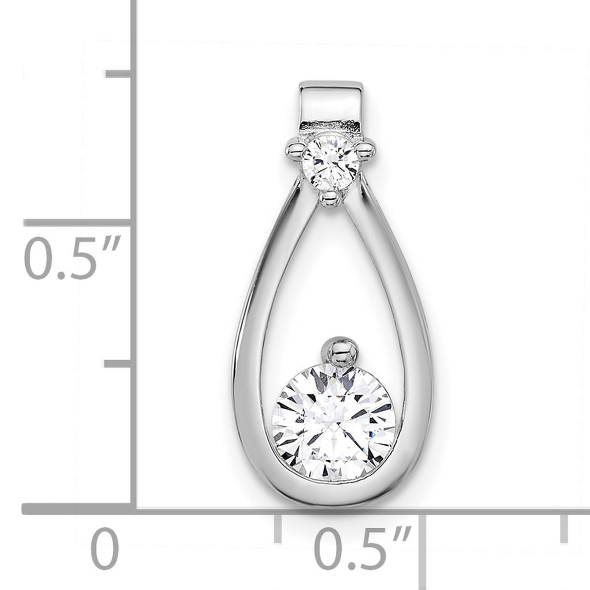 Sterling Silver Teardrop Pendant with Cubic Zirconia, Minimalist Sliding Chain Design