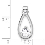 Sterling Silver Teardrop Pendant with Cubic Zirconia, Minimalist Sliding Chain Design