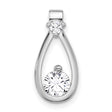 Sterling Silver Teardrop Pendant with Cubic Zirconia, Minimalist Sliding Chain Design