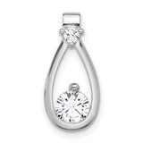 Sterling Silver Teardrop Pendant with Cubic Zirconia, Minimalist Sliding Chain Design