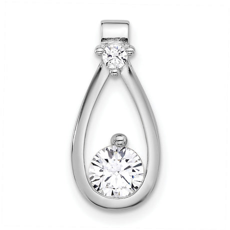 Sterling Silver Teardrop Pendant with Cubic Zirconia, Minimalist Sliding Chain Design