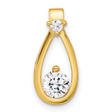 Sterling Silver Teardrop Pendant with Cubic Zirconia, Open Frame Design for Women