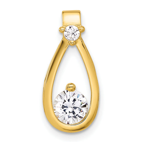 Sterling Silver Teardrop Pendant with Cubic Zirconia, Open Frame Design for Women