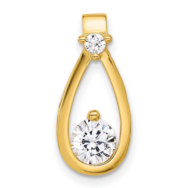 Sterling Silver Teardrop Pendant with Cubic Zirconia, Open Frame Design for Women