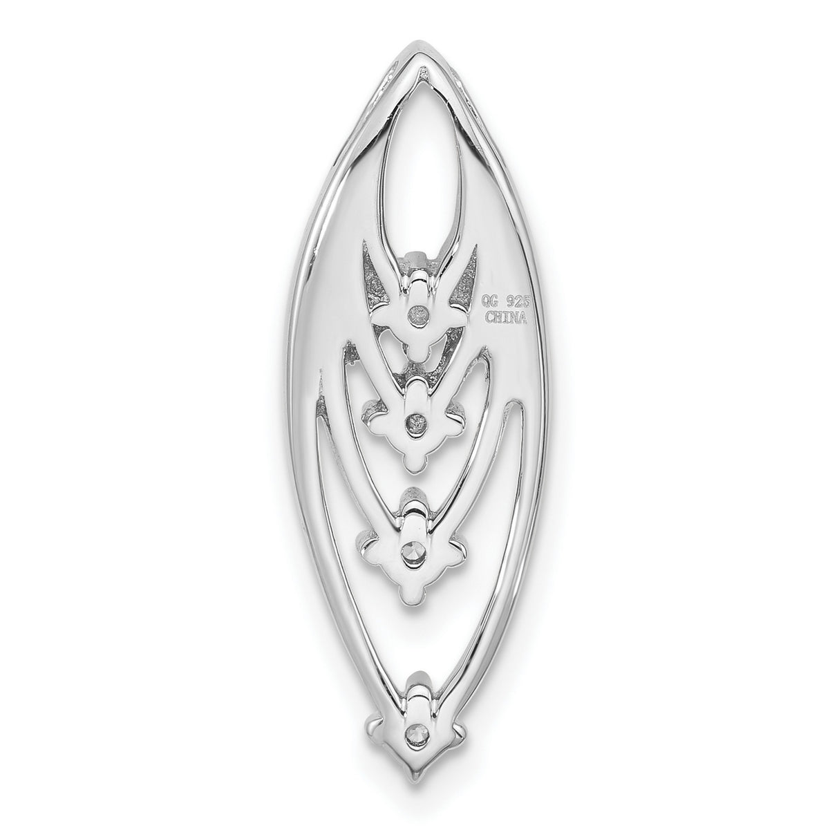 Sterling Silver Marquise Pendant with Cubic Zirconia and Openwork Design