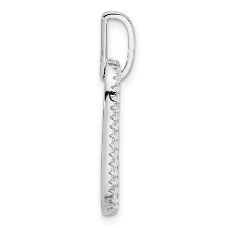 Sterling Silver Pendant with Cubic Zirconia, Elongated Oval Minimalist Design for Women