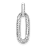 Sterling Silver Pendant with Cubic Zirconia, Elongated Oval Minimalist Design for Women
