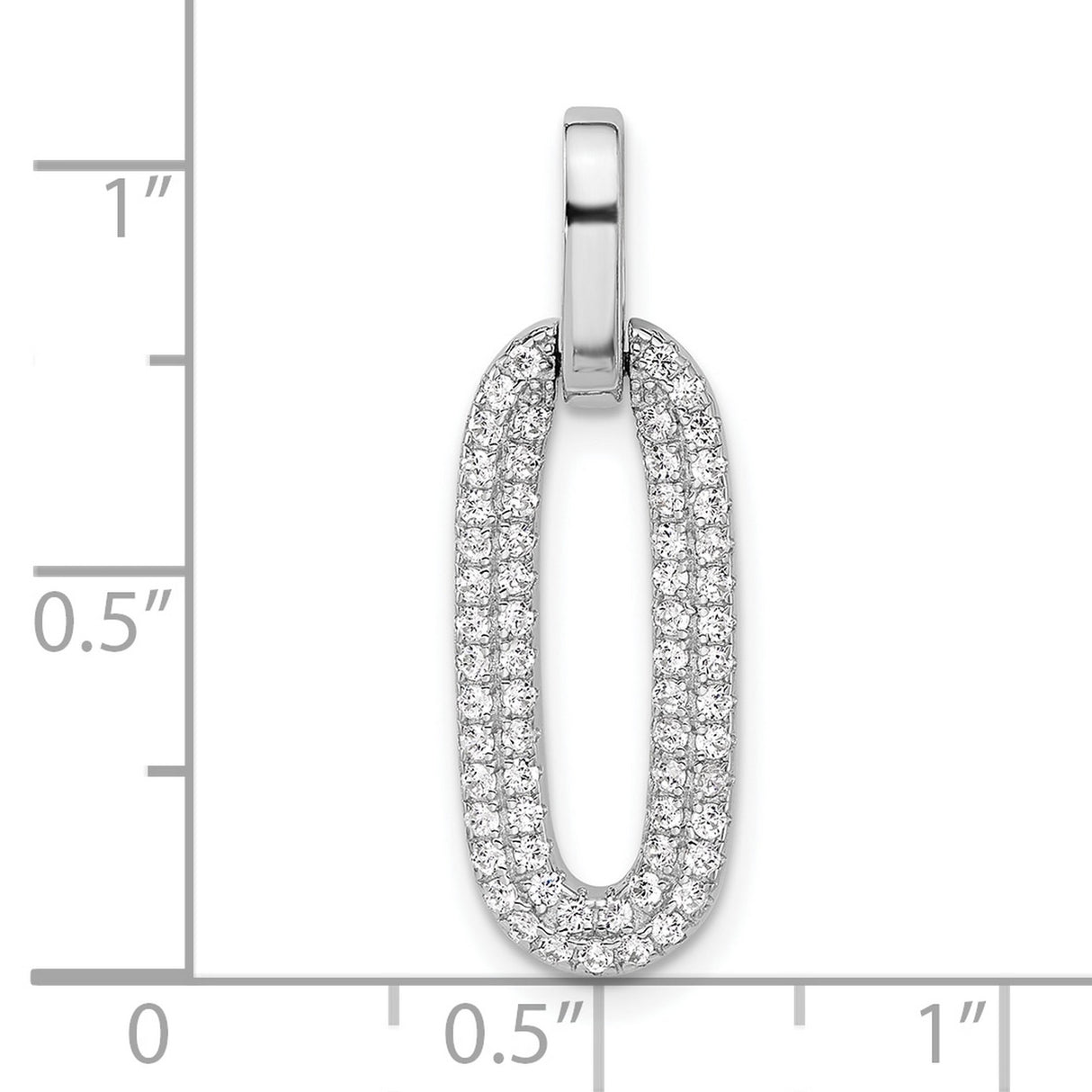 Sterling Silver Pendant with Cubic Zirconia, Elongated Oval Minimalist Design for Women