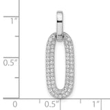 Sterling Silver Pendant with Cubic Zirconia, Elongated Oval Minimalist Design for Women
