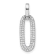 Sterling Silver Pendant with Cubic Zirconia, Elongated Oval Minimalist Design for Women
