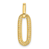Sterling Silver Oval Link Pendant with Cubic Zirconia, Gold-Plated Modern Geometric Design