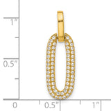 Sterling Silver Oval Link Pendant with Cubic Zirconia, Gold-Plated Modern Geometric Design