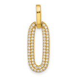 Sterling Silver Oval Link Pendant with Cubic Zirconia, Gold-Plated Modern Geometric Design