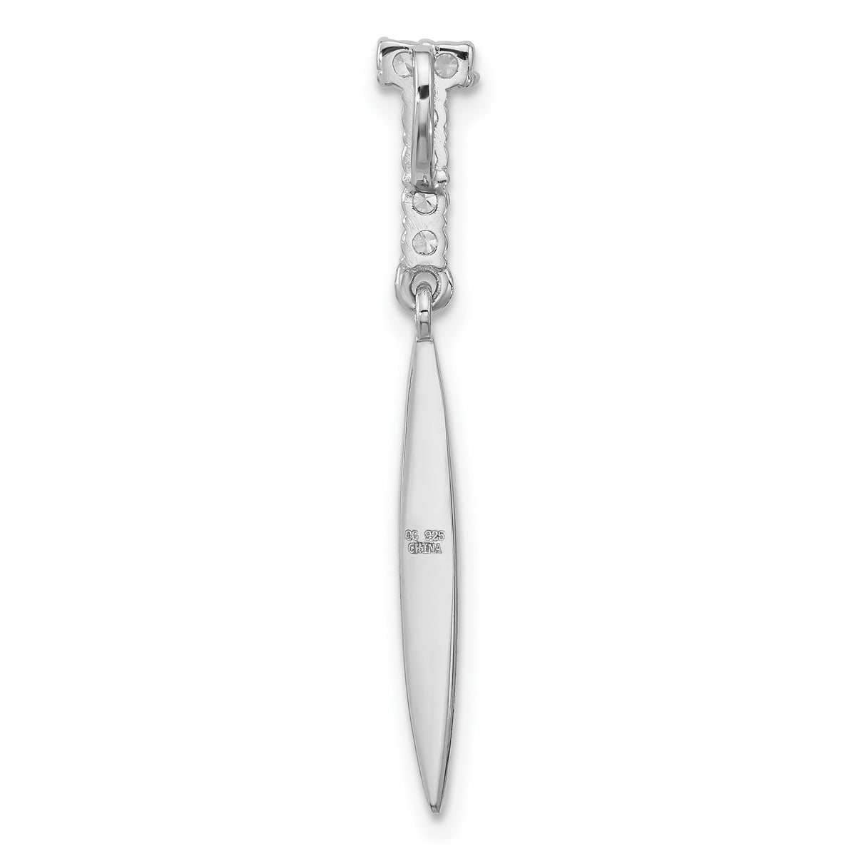 Sterling Silver Drop Earrings with Cubic Zirconia, Elongated Teardrop, Modern Minimalist Dangle Design