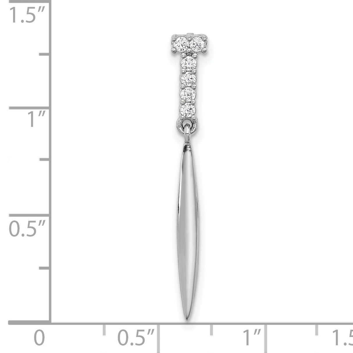 Sterling Silver Drop Earrings with Cubic Zirconia, Elongated Teardrop, Modern Minimalist Dangle Design