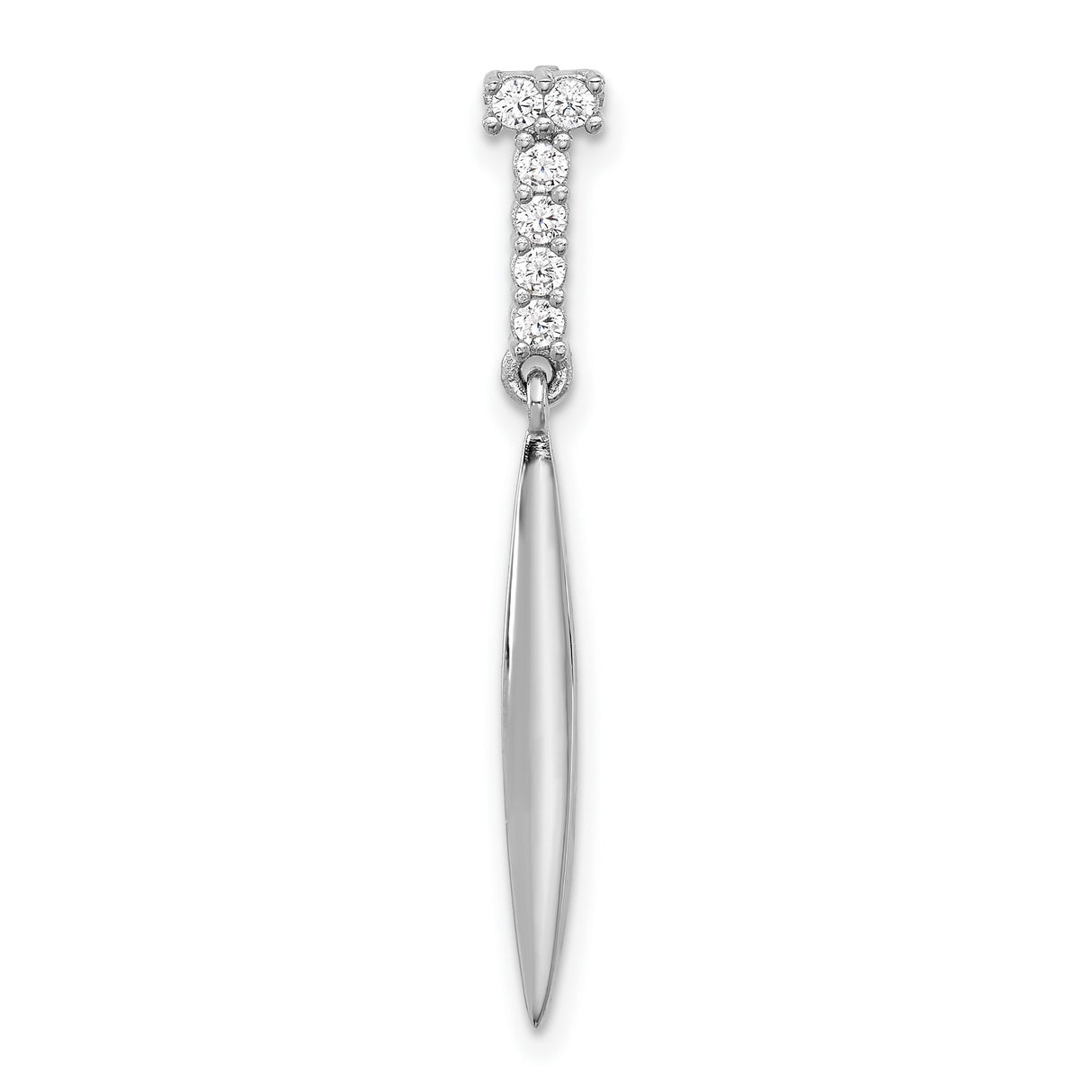 Sterling Silver Drop Earrings with Cubic Zirconia, Elongated Teardrop, Modern Minimalist Dangle Design