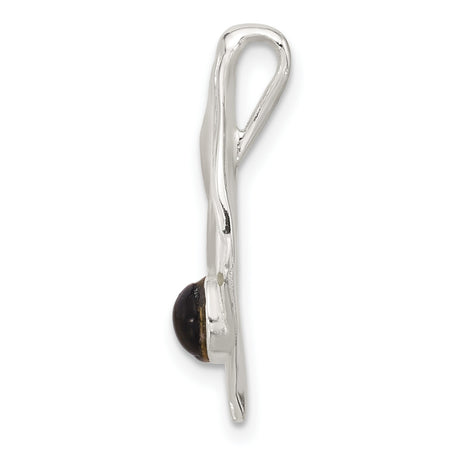 Sterling Silver Leaf Pendant with Black Onyx, Oxidized Finish, Nature Inspired Design