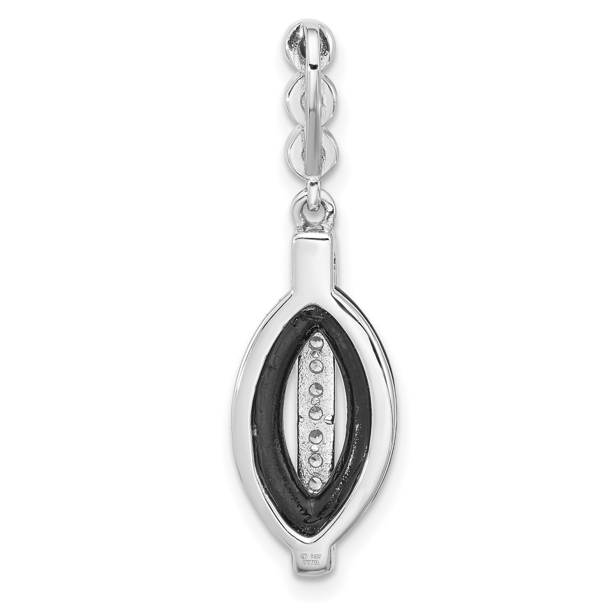 Sterling Silver Drop Earrings with Black Marquise Accent and Vertical Cubic Zirconia Row