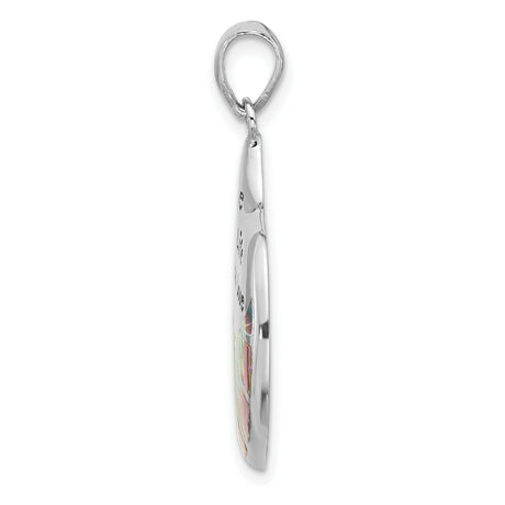 Sterling Silver Pendant with Abalone Shell, Live the Life You Love Inspirational Design