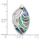 Sterling Silver Leaf Pendant with Inlaid Abalone Shell, Botanical Boho Jewelry for Women