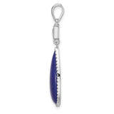 Sterling Silver Teardrop Pendant with Lapis Lazuli and Cubic Zirconia Accent, Boho Meditation Jewelry