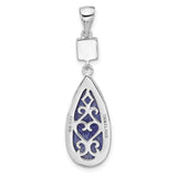 Sterling Silver Teardrop Pendant with Lapis Lazuli and Cubic Zirconia Accent, Boho Meditation Jewelry