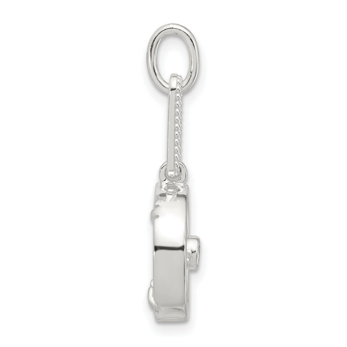 Sterling Silver Round Pendant with Mother-of-Pearl Inlay and Cubic Zirconia Accent