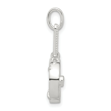 Sterling Silver Round Pendant with Mother-of-Pearl Inlay and Cubic Zirconia Accent