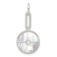 Sterling Silver Round Pendant with Mother-of-Pearl Inlay and Cubic Zirconia Accent