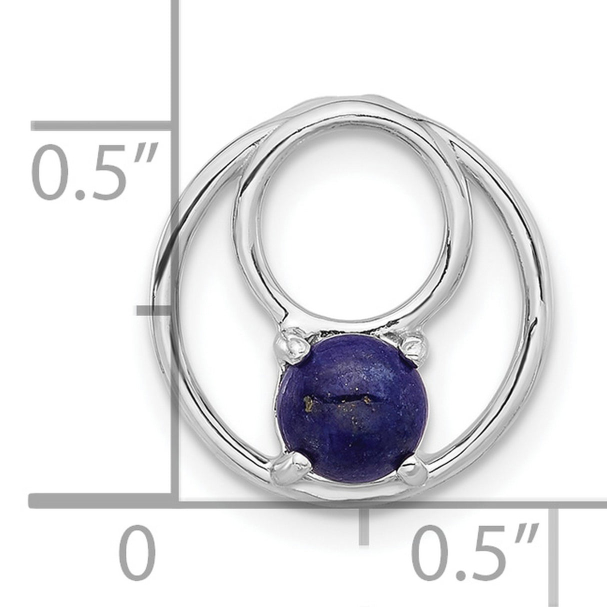 Lapis Lazuli Round Chain Slide Charm Pendant in Real 925 Sterling Silver