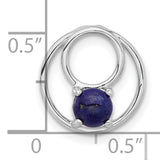 Lapis Lazuli Round Chain Slide Charm Pendant in Real 925 Sterling Silver